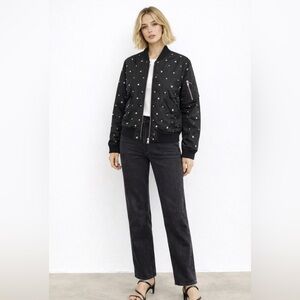 SANDRO embellished all over bomber jacket